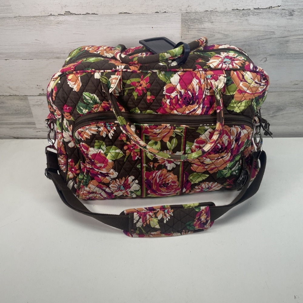 Vera Bradley Large Traveler Duffel Weekender English Rose Quilted Bag